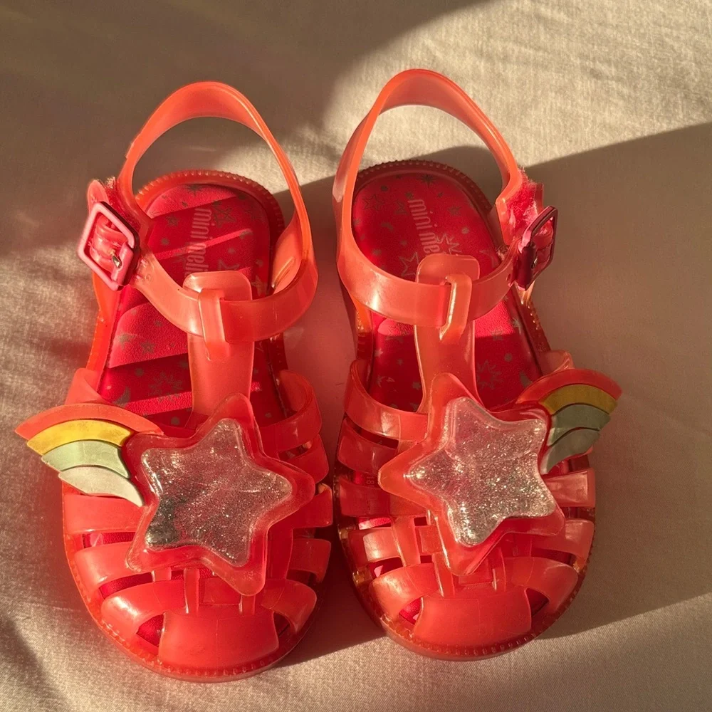 Mini Melissa Kids Orange Star Sandals